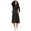 A person wearing a NerdyKeppie Engraved Bats Genderqueer Pride Long Sleeve Midi Dress With Pockets. 