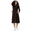 A person wearing a NerdyKeppie Engraved Bats Halloween Long Sleeve Midi Dress With Pockets. 