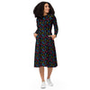 A person wearing a NerdyKeppie Engraved Bats Pan Pride Long Sleeve Midi Dress With Pockets. 