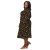 A person wearing a NerdyKeppie Raveyard Ghosts Lesbian Pride Long Sleeve Midi Dress With Pockets. 