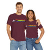 NerdyKeppie "Accomplice" Cotton Progress Pride Tee Shirt. A unisex cotton tee shirt with an "Accomplice" design on it in rainbow pride colors. This gay pride tee shirt has a classic fit.