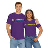 NerdyKeppie "Accomplice" Cotton Progress Pride Tee Shirt. A unisex cotton tee shirt with an "Accomplice" design on it in rainbow pride colors. This gay pride tee shirt has a classic fit.