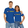 NerdyKeppie "Accomplice" Cotton Progress Pride Tee Shirt. A unisex cotton tee shirt with an "Accomplice" design on it in rainbow pride colors. This gay pride tee shirt has a classic fit.