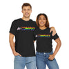 NerdyKeppie "Accomplice" Cotton Progress Pride Tee Shirt. A unisex cotton tee shirt with an "Accomplice" design on it in rainbow pride colors. This gay pride tee shirt has a classic fit.