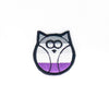 NerdyKeppie's Ace BONEYARD Owl Embroidered Pride Patch are shaped like their namesake and stitched on black duck cloth!