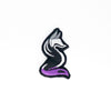 NerdyKeppie's Ace Fox Embroidered Pride Patch are shaped like their namesake and stitched on black duck cloth!