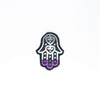 NerdyKeppie's Ace Hamsa Embroidered Pride Patch are stitched on black duck cloth and backed by sturdy vinyl fuse.