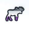 NerdyKeppie's Ace Moose Embroidered Pride Patch are shaped like their namesake and stitched on black duck cloth!