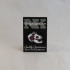 NerdyKeppie Proud to the Bone Bat Skull Pride Enamel Pins. A vampire bat skull pride enamel pin for our Proud to the Bone project, wearing an adorable crown of flowers!