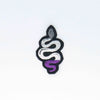 NerdyKeppie's Ace Snake Embroidered Pride Patch are shaped like their namesake and stitched on black duck cloth!