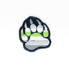 NerdyKeppie's Agender Bear Paw Embroidered Pride Patch are shaped like their namesake and stitched on black duck cloth!
