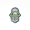 NerdyKeppie's Agender Hamsa Embroidered Pride Patch are stitched on black duck cloth and backed by sturdy vinyl fuse.