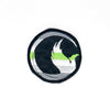 NerdyKeppie's Agender Phoenix Embroidered Pride Patch are shaped like their namesake and stitched on black duck cloth!