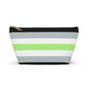 NerdyKeppie Agender Pride Flag Zipper Pouch with T-Bottom. A zippered accessory/makeup bag featuring a t-bottom and an agender pride flag pattern. This agender pride zipper pouch comes in two sizes.