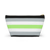 NerdyKeppie Agender Pride Flag Zipper Pouch with T-Bottom. A zippered accessory/makeup bag featuring a t-bottom and an agender pride flag pattern. This agender pride zipper pouch comes in two sizes.