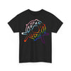 NerdyKeppie Anarchist Star of David Progress Pride Tee Shirt (UK Print Provider). A unisex cotton tee shirt with an anarchist Star of David design on it in Progress pride colors. This Progress pride tee shirt has a classic fit.