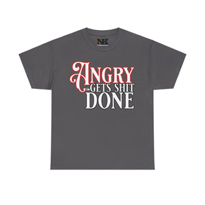 NerdyKeppie "Angry Gets Shit Done" Cotton Tee Shirt. A unisex cotton tee shirt with na "Angry Gets Shit Done" design on it. This cotton tee shirt has a classic fit.