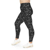 A person wearing a NerdyKeppie Animal Skeletons On Black Plus Size Leggings. cute plus-size leggings with an Animal Skeletons pattern on it, available from 2XL to 6XL.
