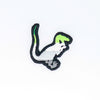 NerdyKeppie's Aro Velociraptor Embroidered Pride Patch are shaped like their namesake and stitched on black duck cloth!