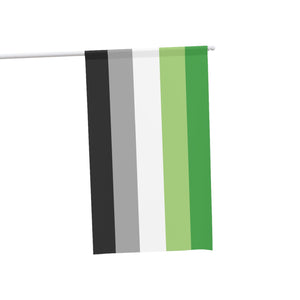 NerdyKeppie Aromantic Pride Flag (Indoor/Outdoor). An Aromantic Pride flag made from durable, weather-resistant poly canvas: this Pride celebration flag makes a great home decoration or casual cape!