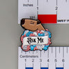 NerdyKeppie Capybara Enamel Trans Pride Pronoun Pins. Our enamel pin features an adorable capybara, a paper scroll with eight different pronoun choices, and flowers in transgender pride colors. This pride pin ships from Portland, Oregon.