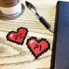 NerdyKeppie's BONEYARD 8-Bit Heart Embroidered Patch are stitched on black duck cloth and backed by sturdy vinyl fuse.
