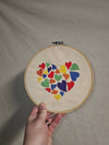 NerdyKeppie BONEYARD Embroidered Heart of Hearts Wall Art — BI PRIDE ONLY. 