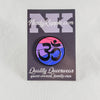 NerdyKeppie BONEYARD Faith & Pride Aum Enamel Pins. The Hindu Aum symbol rendered as a pride enamel pin for our Faith & Pride project!