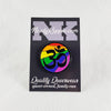 NerdyKeppie BONEYARD Faith & Pride Aum Enamel Pins. The Hindu Aum symbol rendered as a pride enamel pin for our Faith & Pride project!