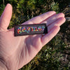 NerdyKeppie's BONEYARD "Gaymer" Embroidered Rainbow Gay Pride Patch are stitched on sturdy rectangular duck cloth and backed with vinyl fuse.