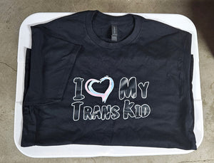 NerdyKeppie BONEYARD "I Heart My Trans Kid" Cotton Trans Pride Tee Shirt - Size Large. 