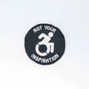 NerdyKeppie's BONEYARD "Not Your Inspiration" Embroidered Disability Pride Patch are stitched on black duck cloth and backed by sturdy vinyl fuse.