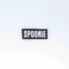 NerdyKeppie's BONEYARD "Spoonie" Embroidered Disability Pride Patch are stitched on sturdy rectangular duck cloth and backed with vinyl fuse.