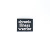 NerdyKeppie's BONEYARD "Warrior of Chronic Illness" Embroidered Disability Pride Patch are stitched on sturdy rectangular duck cloth and backed with vinyl fuse.