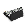NerdyKeppie "Be They, Do Crime" Agender Pride Zipper Pouch with T-Bottom. A zippered accessory/makeup bag featuring a t-bottom and a "Be They, Do Crime" pattern in agender pride colors. This agender pride zipper pouch is fully lined and comes in two sizes.