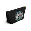 NerdyKeppie "Be They Do Crimes" Floral Trans Pride Zipper Pouch with T-Bottom. A zippered accessory/makeup bag featuring a t-bottom and a "Be They Do Crimes" pattern. This trans pride zipper pouch is fully lined and comes in two sizes.