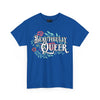 NerdyKeppie "Beautifully Queer" Cotton Rainbow Gay Pride Tee Shirt. A unisex cotton tee shirt with a "Beautifully Queer" design on it in rainbow pride colors. This gay pride tee shirt has a classic fit.