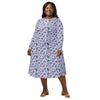 A person wearing a NerdyKeppie Bees Bees Bees Early Spring Long Sleeve Midi Dress With Pockets. 