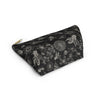 NerdyKeppie Bees Bees Bees on Black Zipper Pouch with T-Bottom. A zippered accessory/makeup bag featuring a t-bottom and a Bees Bees Bees pattern in white. This black zipper pouch is fully lined and comes in two sizes.