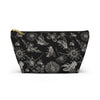 NerdyKeppie Bees Bees Bees on Black Zipper Pouch with T-Bottom. A zippered accessory/makeup bag featuring a t-bottom and a Bees Bees Bees pattern in white. This black zipper pouch is fully lined and comes in two sizes.