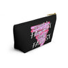 NerdyKeppie "Better A Faggot Than A Fascist" Pink Triangle Zipper Pouch with T-Bottom. A zippered accessory/makeup bag featuring a t-bottom and a "Better A Faggot Than A Fascist" design. This pink triangle zipper pouch is fully lined and comes in two sizes.