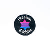 NerdyKeppie's Bi "B'tzelem Elohim" Star of David Embroidered Pride Patch are stitched on black duck cloth and backed by sturdy vinyl fuse.