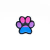 NerdyKeppie's Bi Dog Paw Embroidered Pride Patch are shaped like their namesake and stitched on black duck cloth!