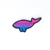 NerdyKeppie's Bi Dugong Embroidered Pride Patch are shaped like their namesake and stitched on black duck cloth!