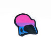 NerdyKeppie's Bi Kiwi Embroidered Pride Patch are shaped like their namesake and stitched on black duck cloth!