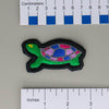 NerdyKeppie's Bi Painted Turtle Embroidered Pride Patch are shaped like their namesake and stitched on black duck cloth!