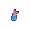 NerdyKeppie's Bi Pride BONEYARD Rabbit Embroidered Pride Patch are shaped like their namesake and stitched on black duck cloth!