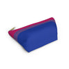 NerdyKeppie Bi Pride Flag Zipper Pouch with T-Bottom. A zippered accessory/makeup bag featuring a t-bottom and a bisexual pride flag pattern. This bi pride zipper pouch is fully lined and comes in two sizes.