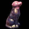 A bi pride dog figurine on a black background