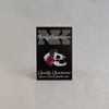 NerdyKeppie Proud to the Bone Bat Skull Pride Enamel Pins. A vampire bat skull pride enamel pin for our Proud to the Bone project, wearing an adorable crown of flowers!